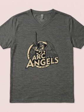 NWT Arc Angels Graphic V-Neck T-Shirt Heather Grey